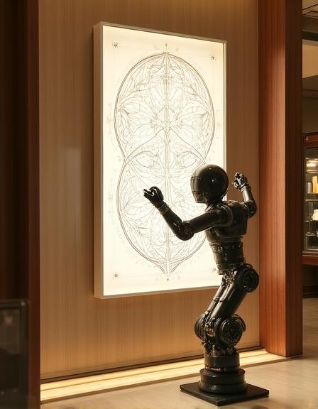 某ホテルロビーでの自動描画ロボット